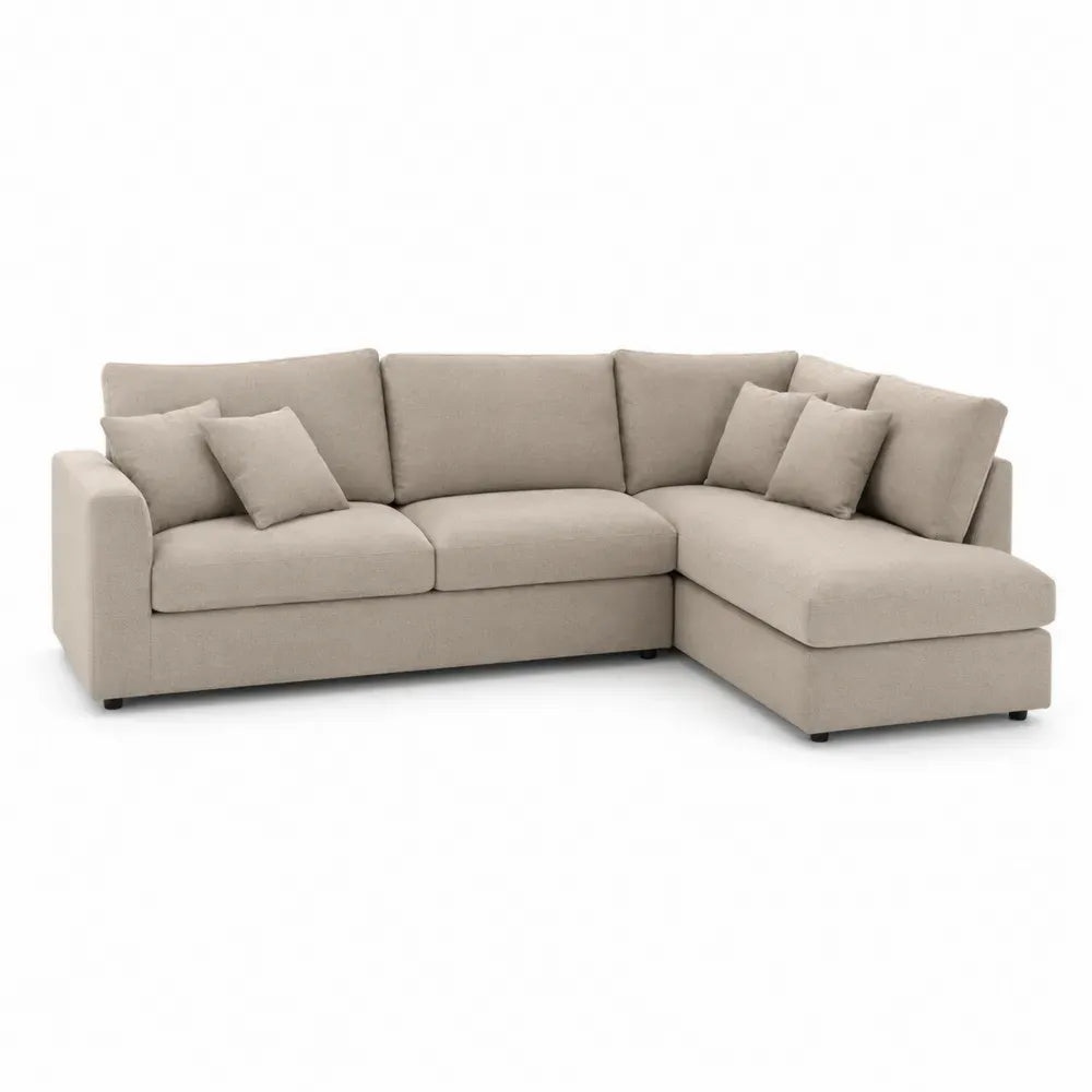 Ecksofa Modulsofa mit Recamiere rechts Polyestergewebe L Form Beige Schwarz 260 x 160 x 85 cm