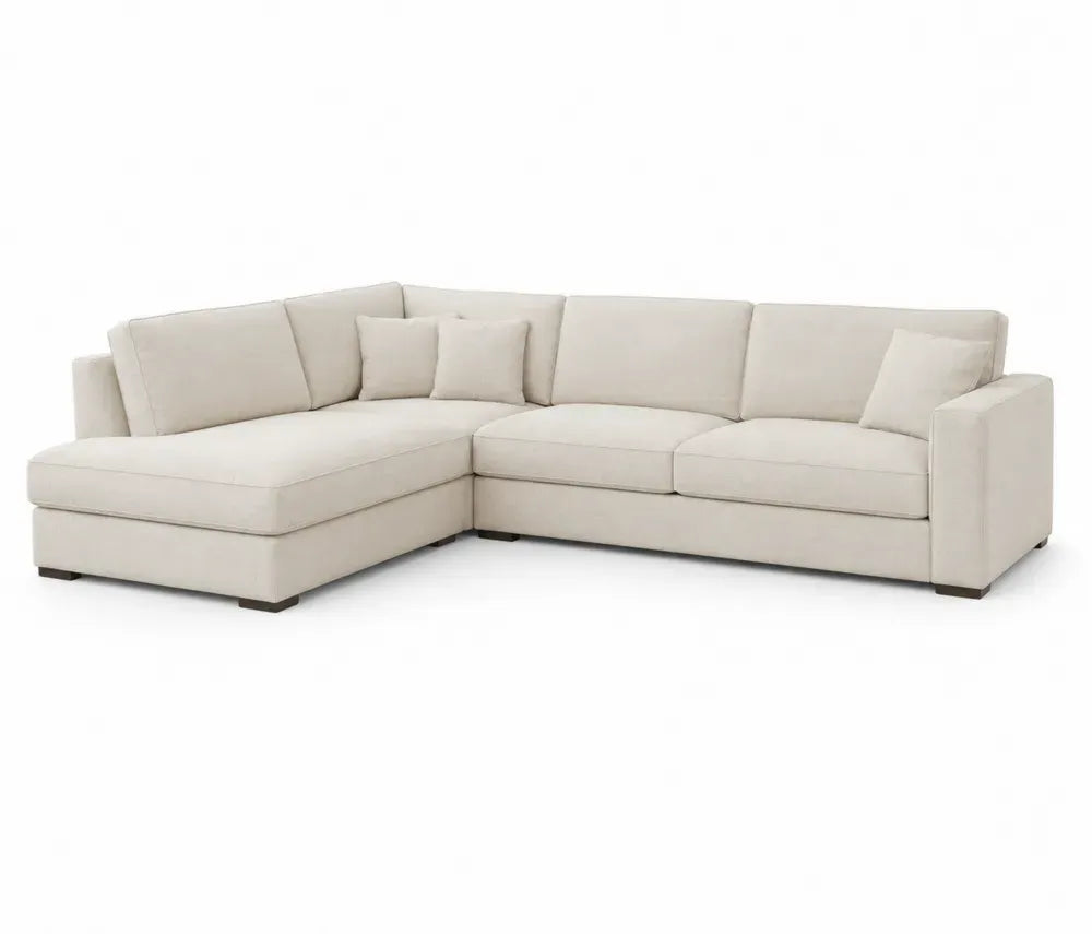 Modulares Ecksofa mit Chaiselongue 3 Sitzplätze 320 x 175 x 88 cm Polyestergewebe L Form Creme Schwarz