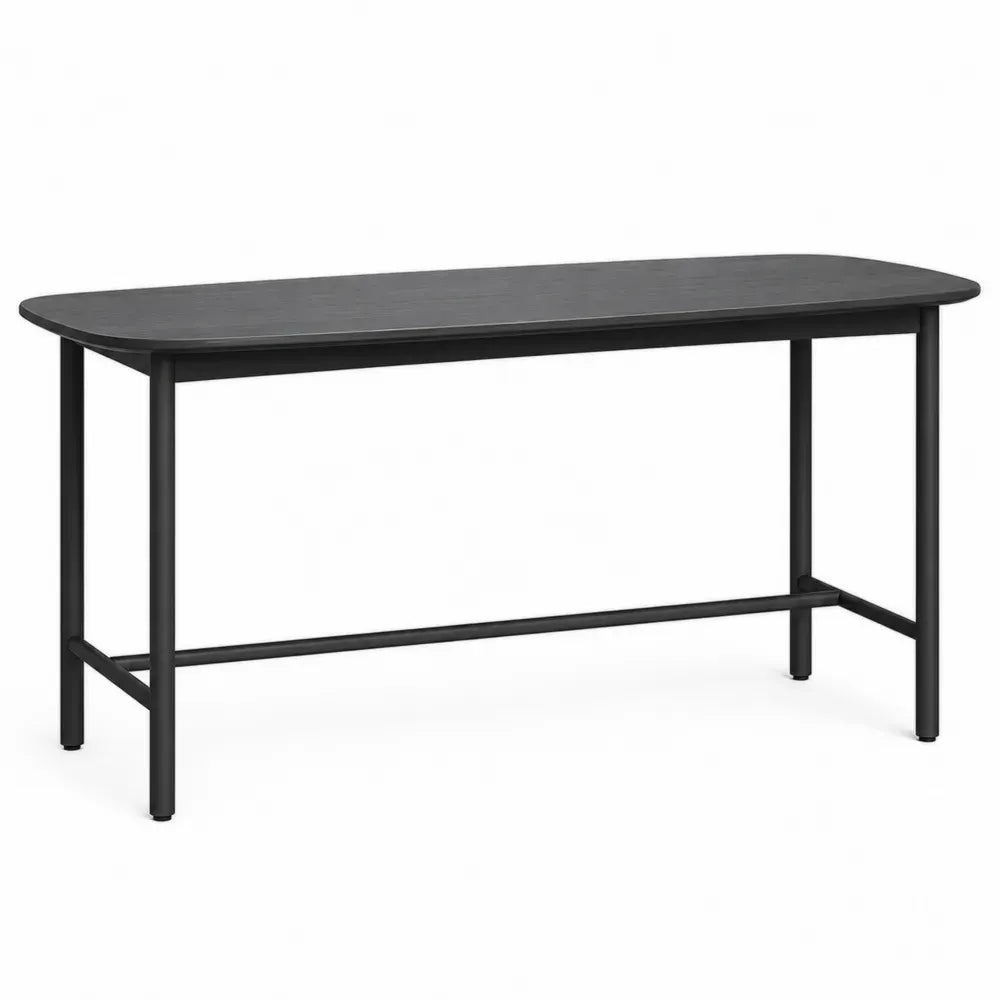 Schreibtisch Bürotisch mit abgerundeten Ecken MDF Tischplatte und Stahlrohrgestell schwarz 120 x 50 x 75 cm